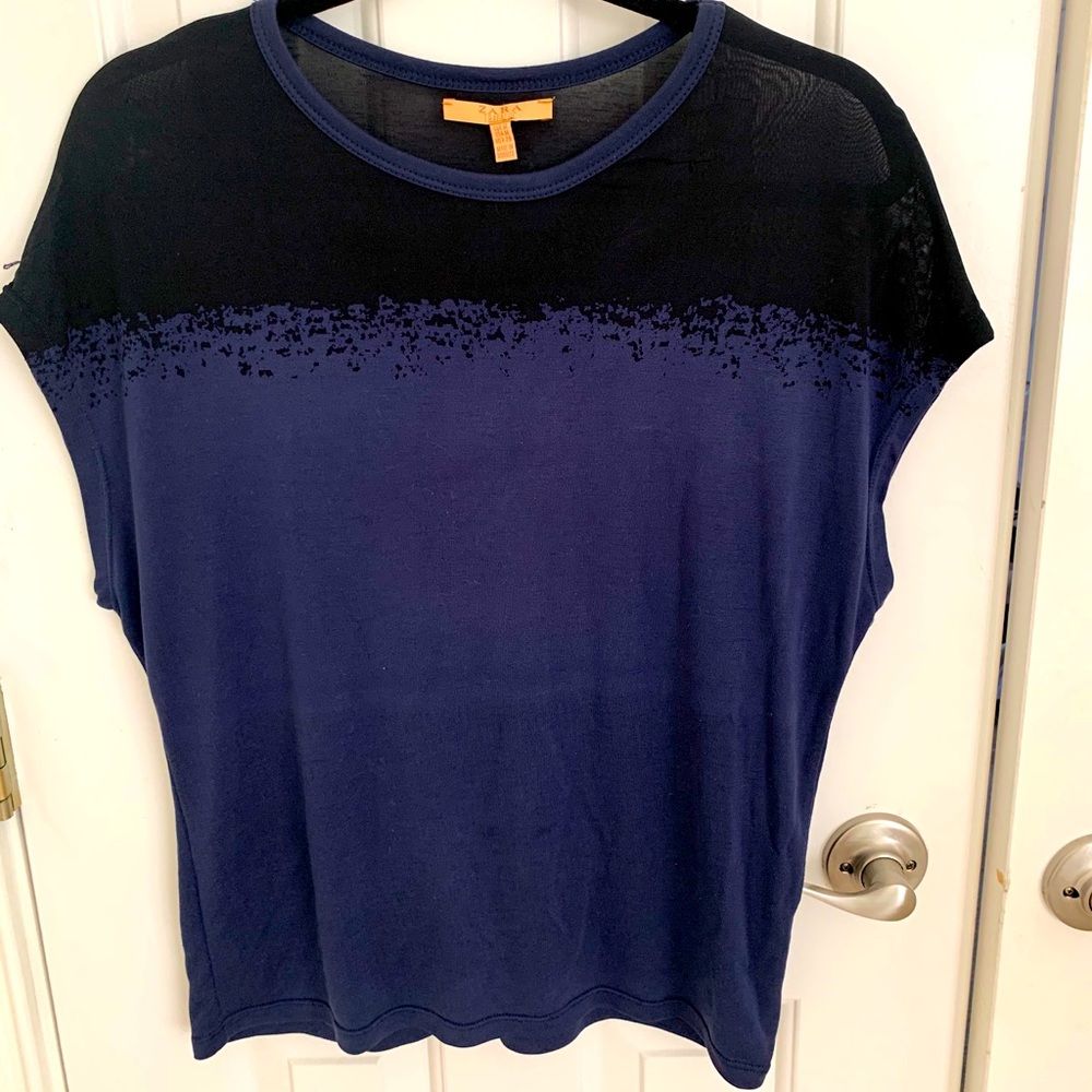 Navy and blue Zara top